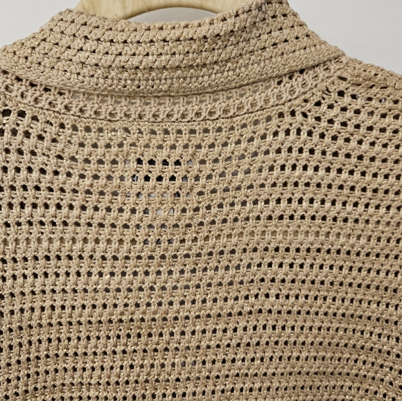 NWT - Gold Cotton Macrame Chico's Cardigan Sweater - Chico's Size 2 - Picture 9 of 12